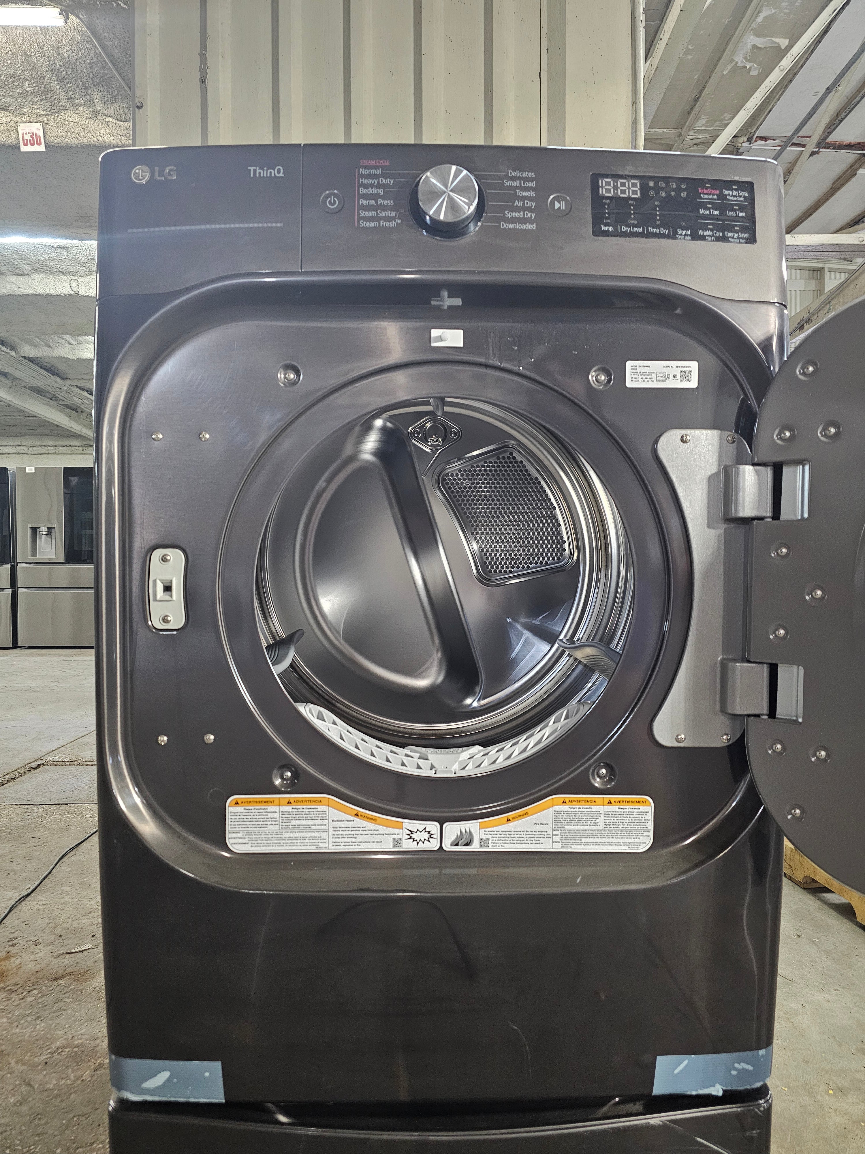 LG 9.0 cu. ft. Vented SMART Stackable Electric Dryer in Black Steel with TurboSteam and Sensor Dry Technology